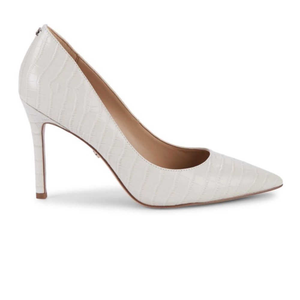 Sam Eldman Heather Croc-Embossed Leather Pumps